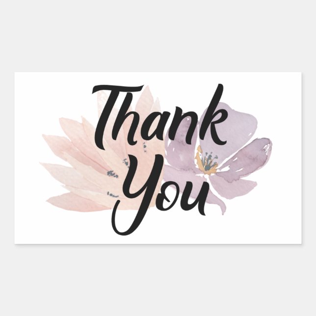 Thank You Favor Floral Rectangular Sticker (Front)