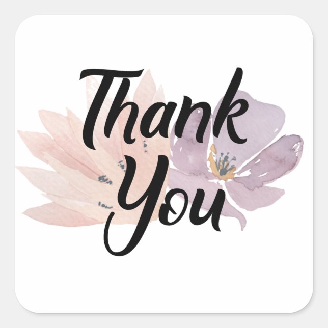 Thank You Favor Floral Square Sticker (Front)