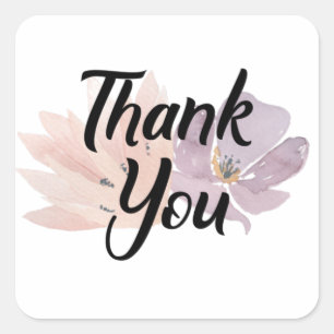 Thank You Favor Floral Square Sticker
