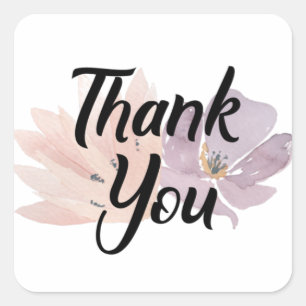 Thank You Favor Floral Square Sticker