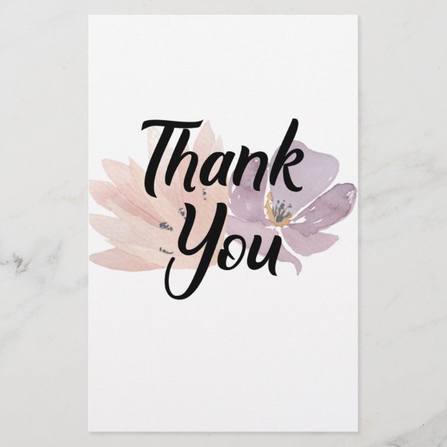 Thank You Favor Floral Stationery (Front)