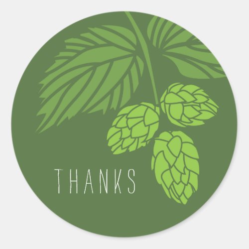 Thank You Favor Label Hops Beer Classic Round Sticker