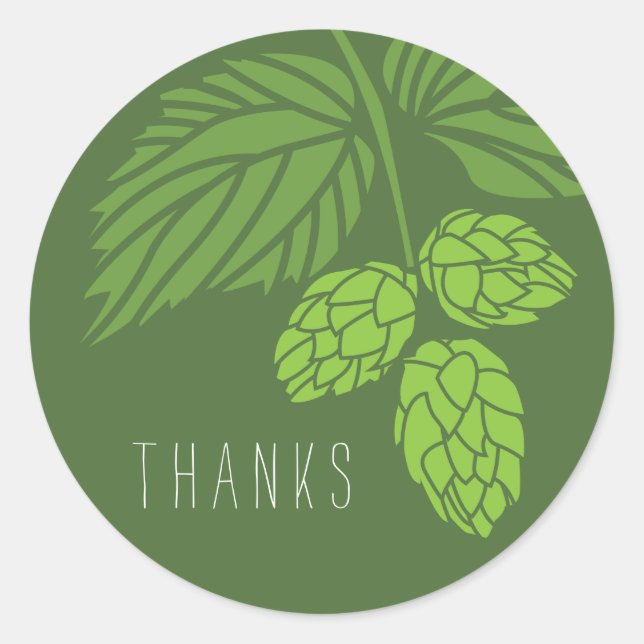 Thank You Favor Label, Hops, Beer Classic Round Sticker (Front)