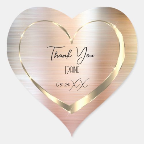 Thank You Favor Metal Gold Heart Bridal Sweet 16th Heart Sticker