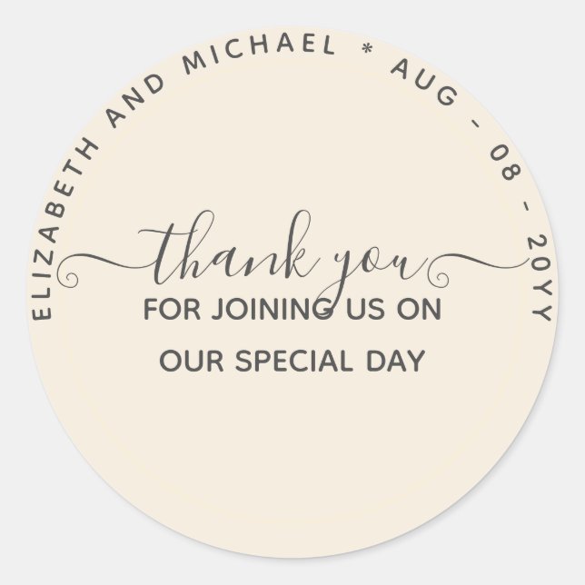 Thank You Favor Monochrome Classic Round Sticker (Front)