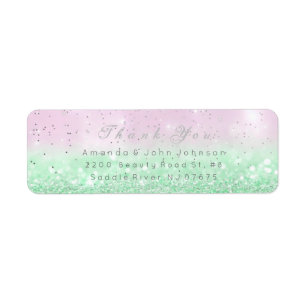 Thank You Favor Ombre Silver Mint Pink Pastel Label