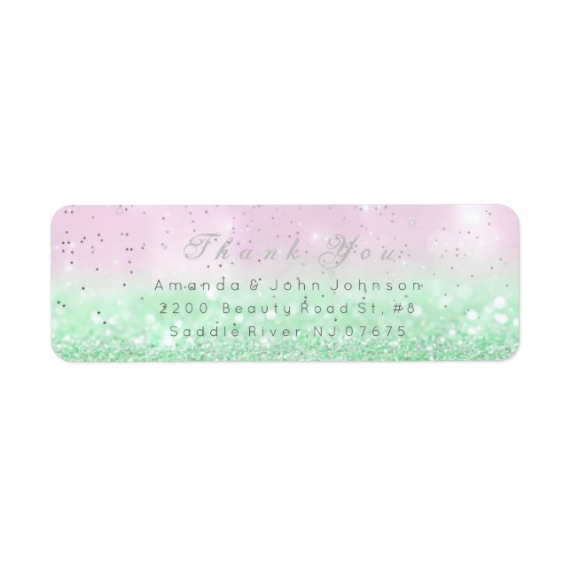 Thank You Favor Ombre Silver Mint Pink Pastel Label (Front)