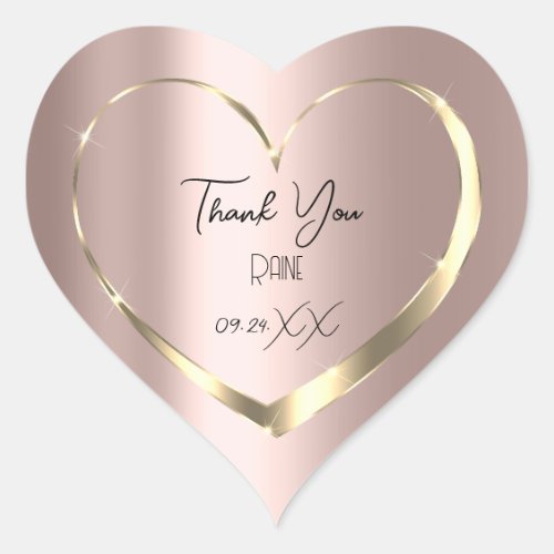 Thank You Favor Rose Gold Heart Bridal Sweet 16th Heart Sticker