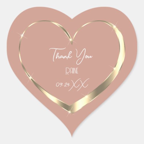 Thank You Favor Rose Gold Heart Bridal Sweet 16th Heart Sticker