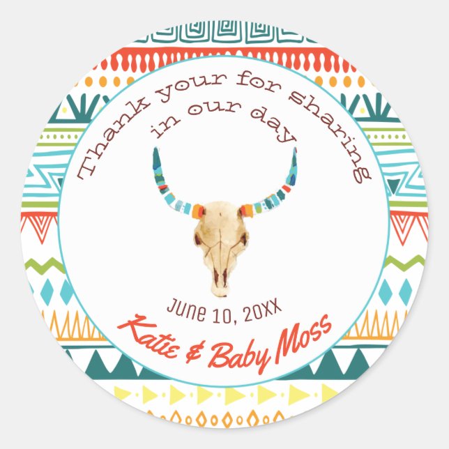 Thank You Favor Sticker | Boho Chic (Front)
