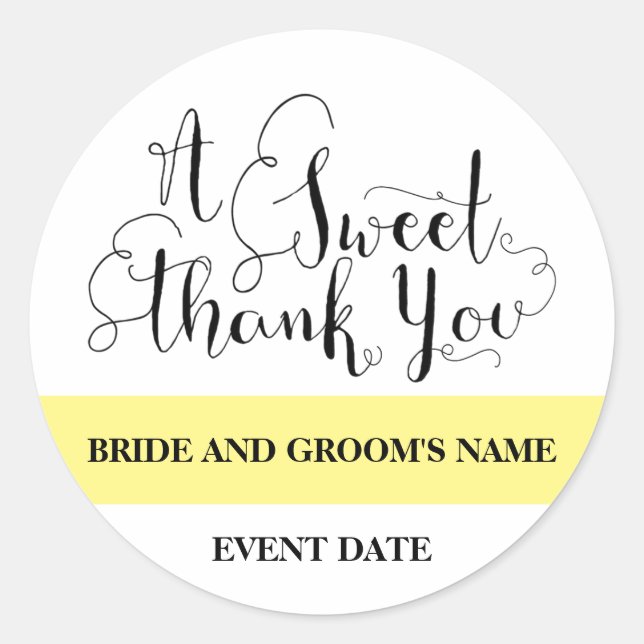 Thank you favor sticker for weddings and showers (Front)