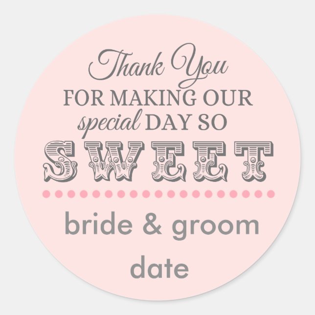 Thank you favor sticker for weddings and showers (Front)