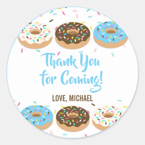 Thank You Favor Stickers Blue Donuts