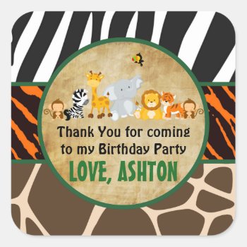 Thank You Favor Tag Jungle Safari Birthday Party by TiffsSweetDesigns at Zazzle