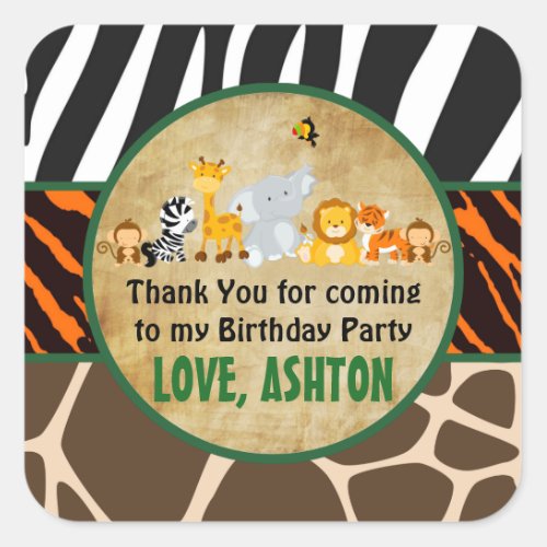 Thank You Favor Tag Jungle Safari Birthday Party