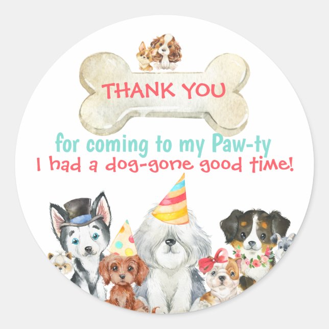 Thank you Favor Tag  Puppy Birthday Party (Front)