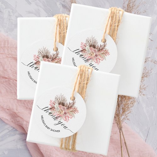 Thank you favor tags boho dusty rose flower