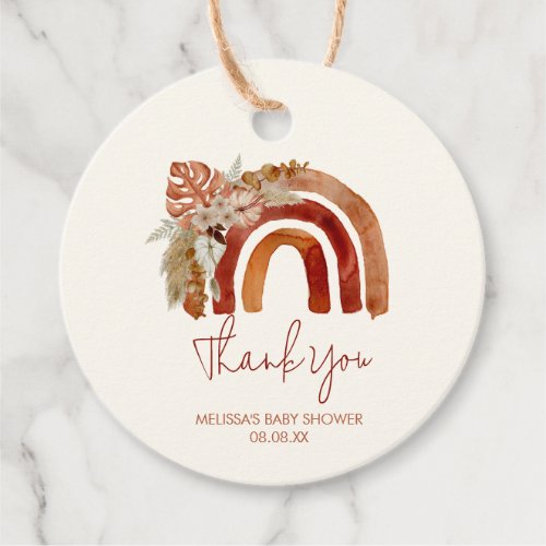 Thank You Favor Tags Earth Tone Boho Rainbow 