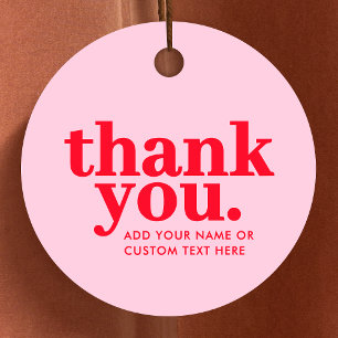 Thank you Favor Tags   Modern Red & Pink