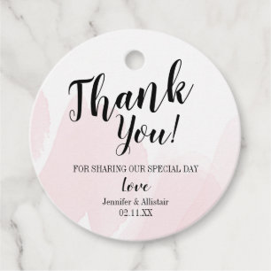 Thank you Favor Tags Watercolor Pink