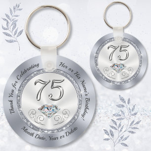 Thank You, Favors for 75th Birthday, 75th DIAMOND  Keychain