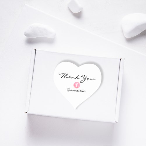 Thank You FBsocialmedia Name Logo Simply White Heart Sticker
