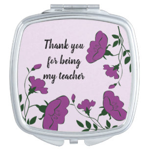 Thank You Female Teacher Classroom Appreciation Compact Mirror