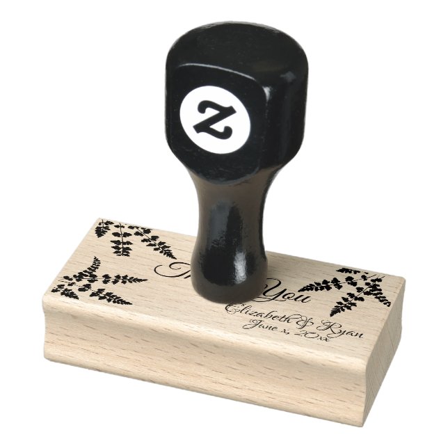 Thank You, Ferns Botanical Personalized Rubber Stamp (Stamp)