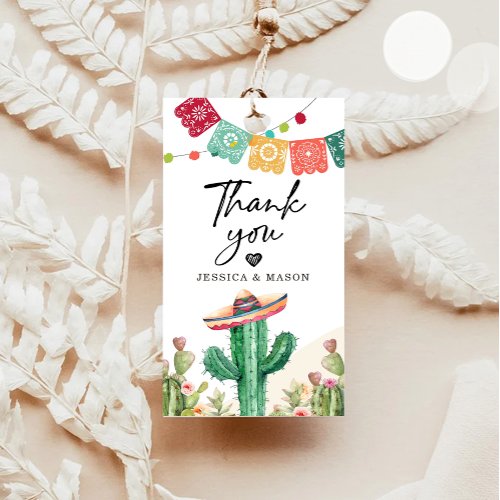 Thank You Fiesta Cactus Watercolor Shower Favor Gift Tags