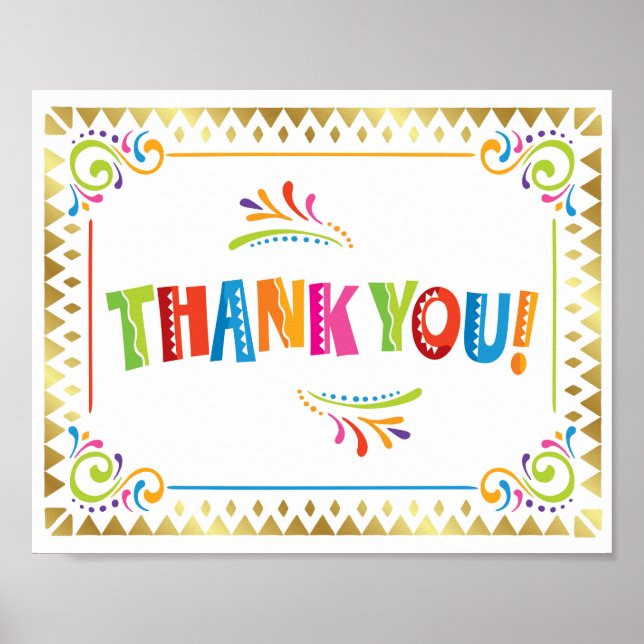 THANK YOU Fiesta Party Sign Print (Front)