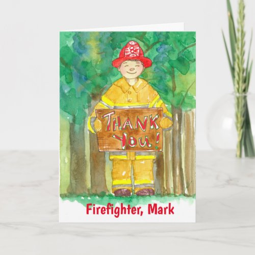 Thank You Firefighter Custom Name Card