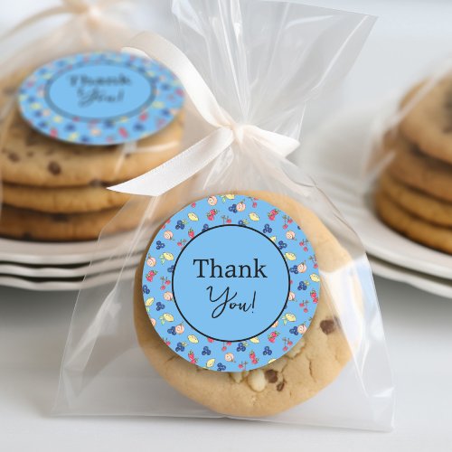 Thank You First Birthday Party Retro Fruit Bow  Classic Round Sticker
