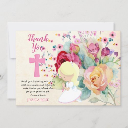 THANK YOU First Holy Communion Cards Girl Themed