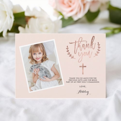 thank you first pastel blush pink communion photo