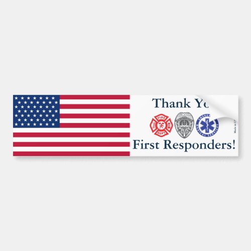 Thank You First Responders Bumper Sticker