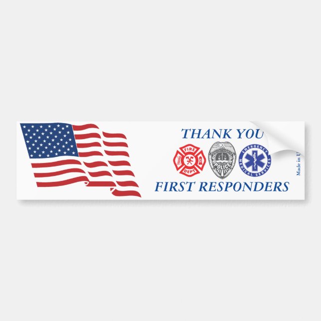 Thank You First Responders Bumper Sticker (Front)