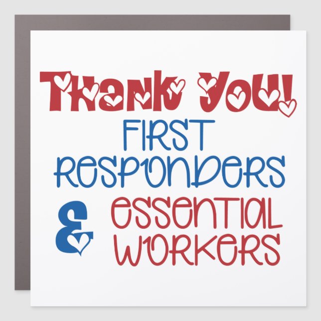 Thank You First Responders Gratitude Appreciation Car Magnet (Front)