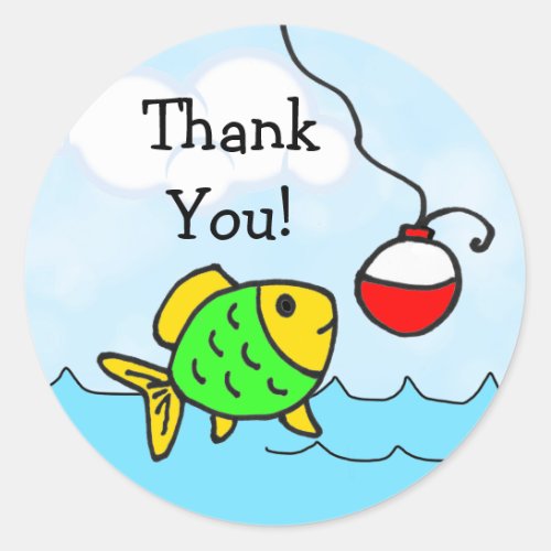 Thank You Fishing Boys Birthday Stickers