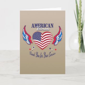 Thank You Flag Heart Card