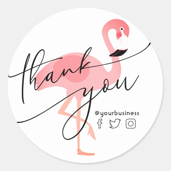 thank you flamingo classic round sticker | Zazzle.com