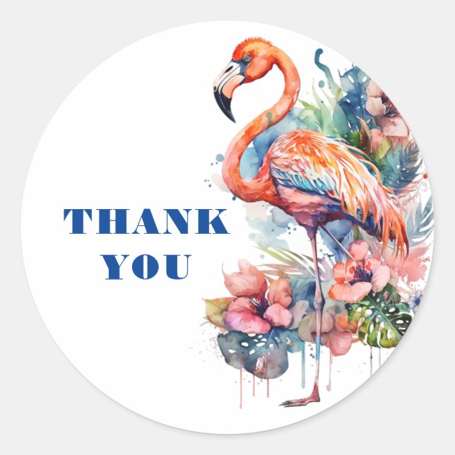 Thank You Flamingo  Classic Round Sticker (Front)