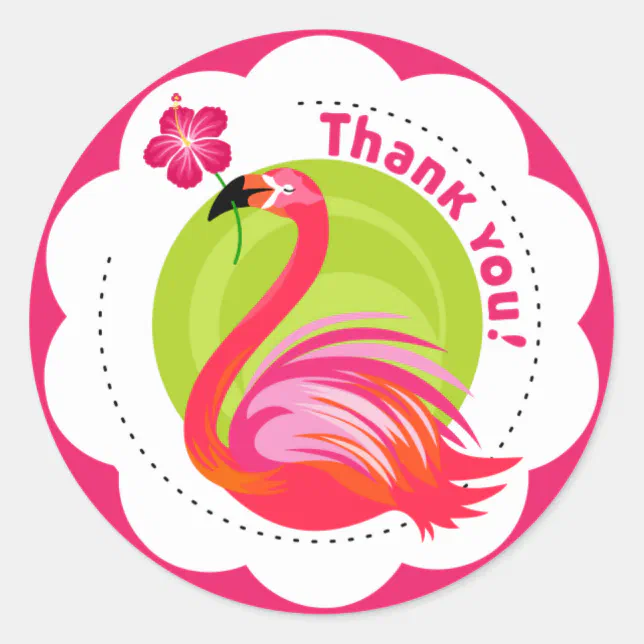 Thank You Flamingo Emblem Classic Round Sticker 