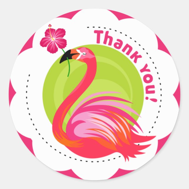 Thank You Flamingo Emblem Classic Round Sticker (Front)