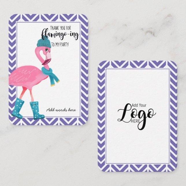 thank you flamingo party favor hair elastic jewel business card (Front/Back)