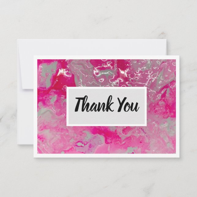 Thank You Flat 3.5" x 5" Card - Pink  (Front)