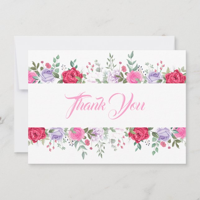 Thank You Flat Note Card-Floral (Front)