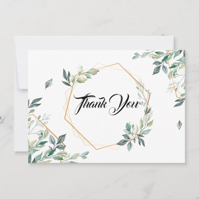 Thank You Flat Note Card-Floral Card (Front)