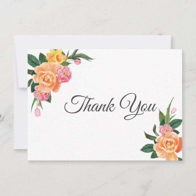 Thank You Flat Note Card-Peonies (Front)