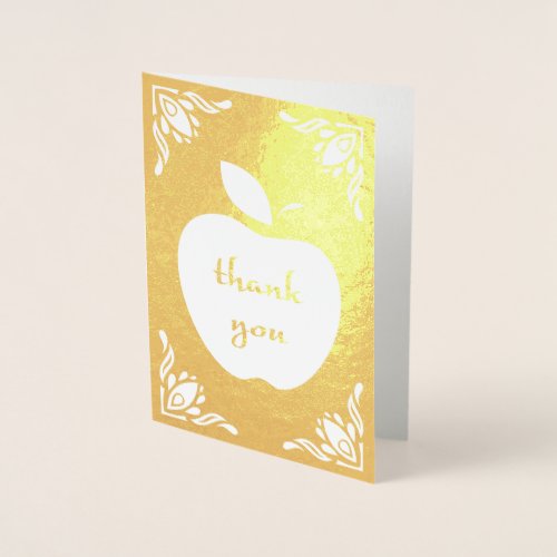 thank you floral apple foil card