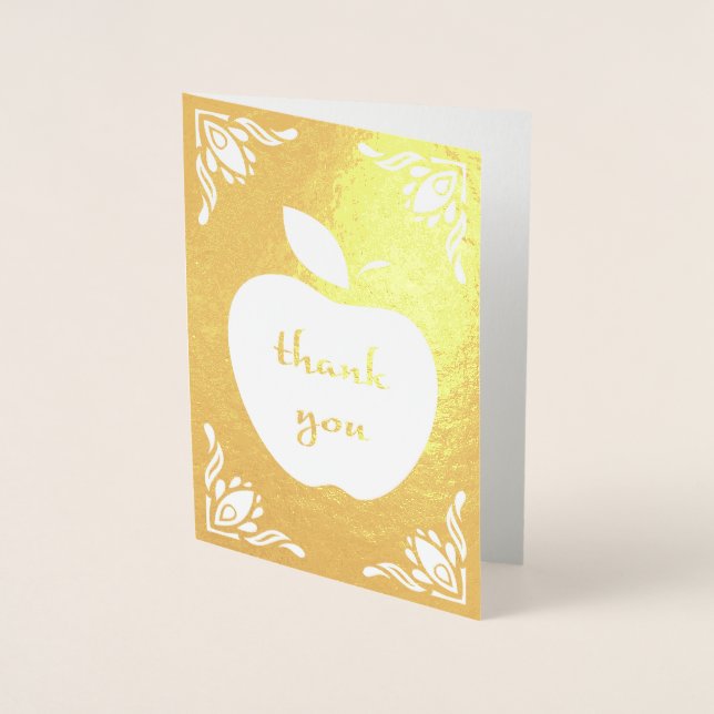 thank you floral apple foil card (Front)